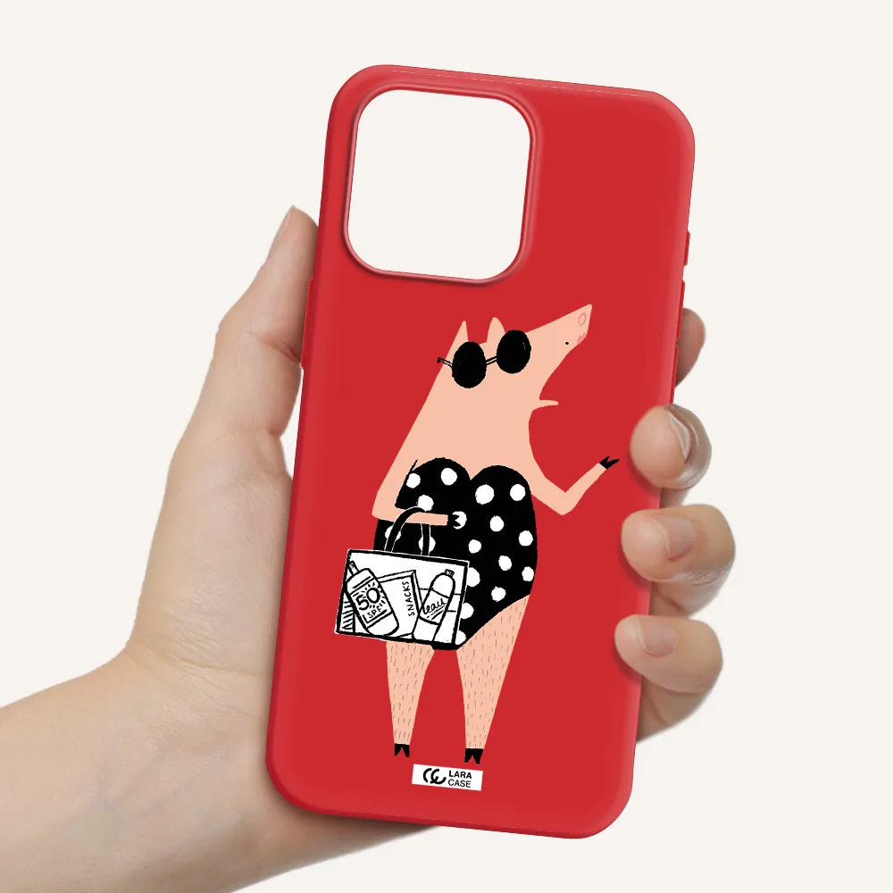 Lady Pig Apple Iphone 15 Pro Max Silicone Imperial Red Case