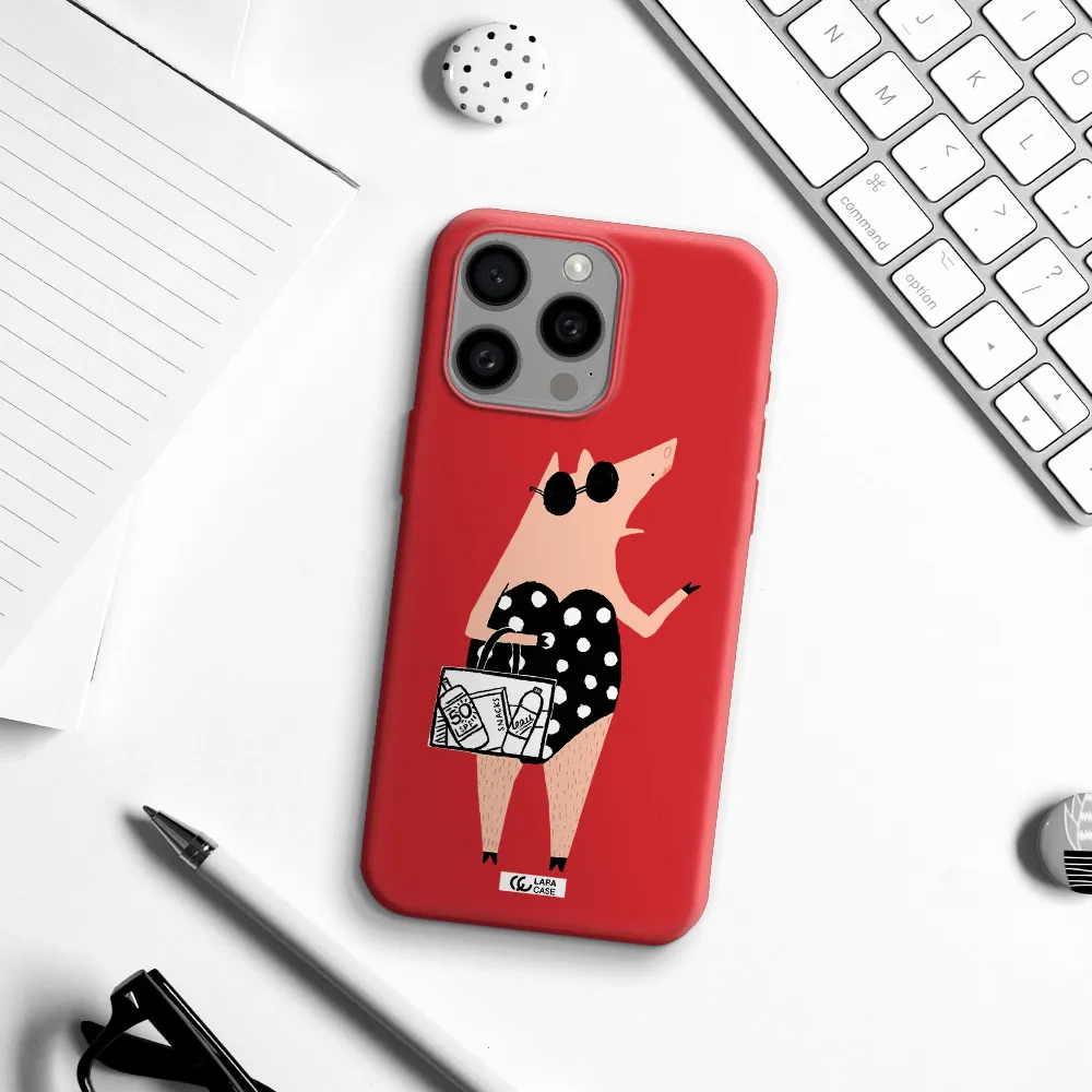 Lady Pig Apple Iphone 15 Pro Max Silicone Imperial Red Case