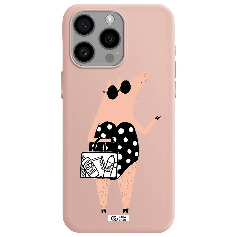 Lady Pig Apple Iphone 15 Pro max Silicone pastel pink Case