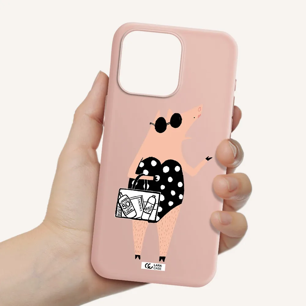 Lady Pig Apple Iphone 15 Pro max Silicone pastel pink Case