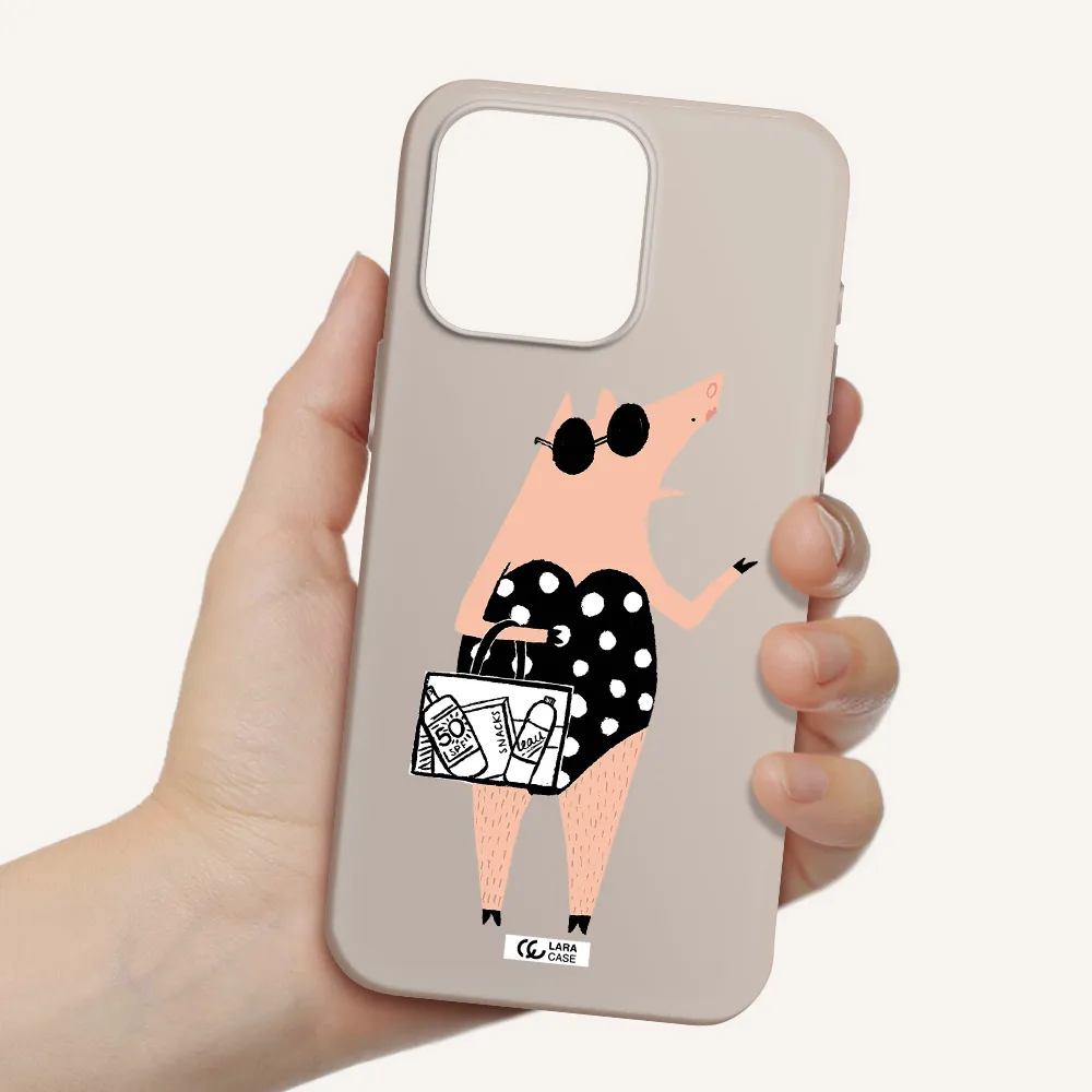 Lady Pig Apple Iphone 15 Pro max Silicone Stone Case