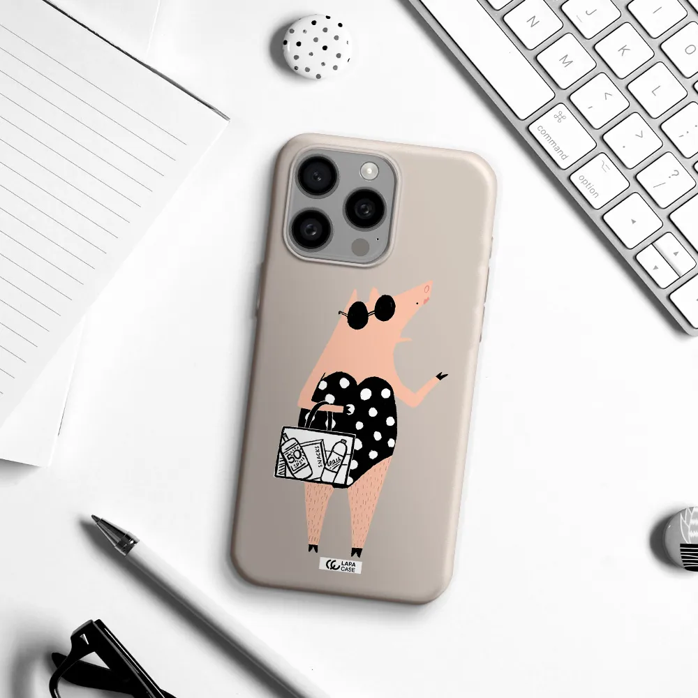 Lady Pig Apple Iphone 15 Pro max Silicone Stone Case