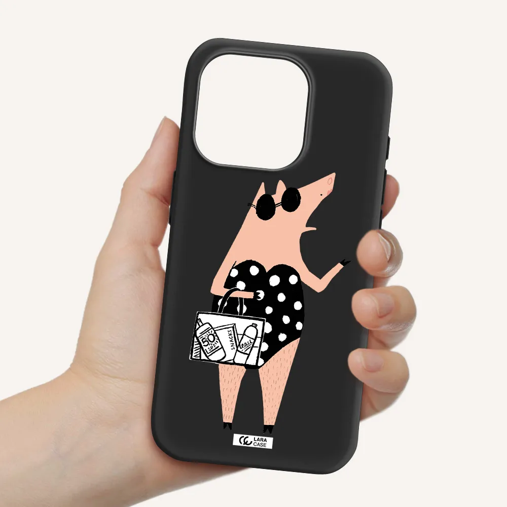 Lady Pig Apple Iphone 15 Pro Silicone Black Case
