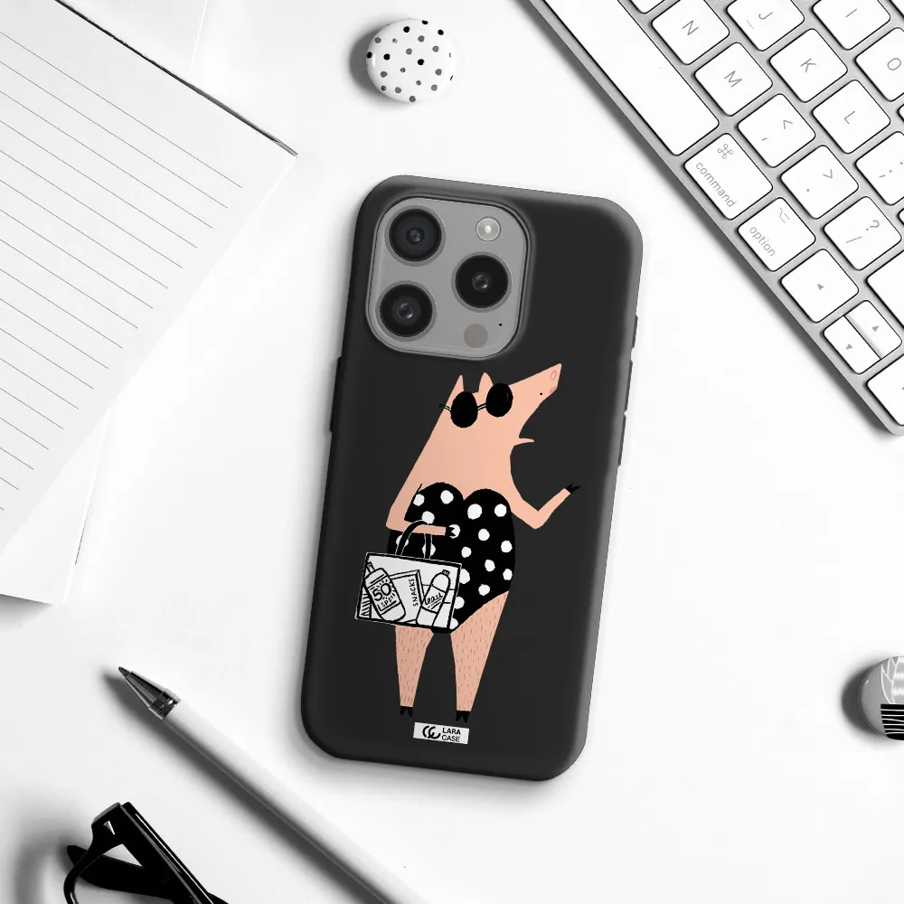 Lady Pig Apple Iphone 15 Pro Silicone Black Case