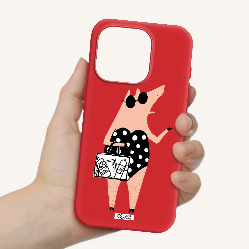 Lady Pig Apple Iphone 15 Pro Silicone Imperial Red Case