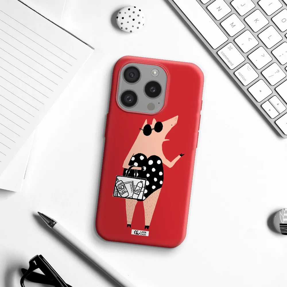 Lady Pig Apple Iphone 15 Pro Silicone Imperial Red Case