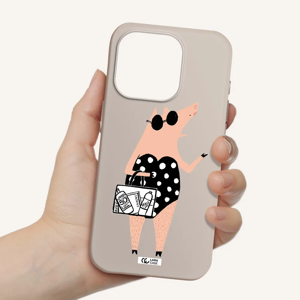 Lady Pig Apple Iphone 15 Pro Silicone Stone Case
