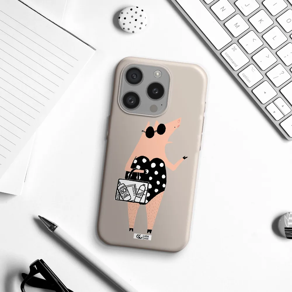 Lady Pig Apple Iphone 15 Pro Silicone Stone Case