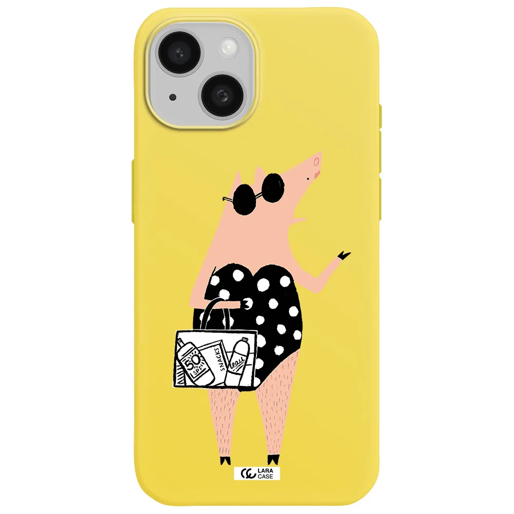 Lady Pig Apple iPhone 15 Silicone canary yellow Case