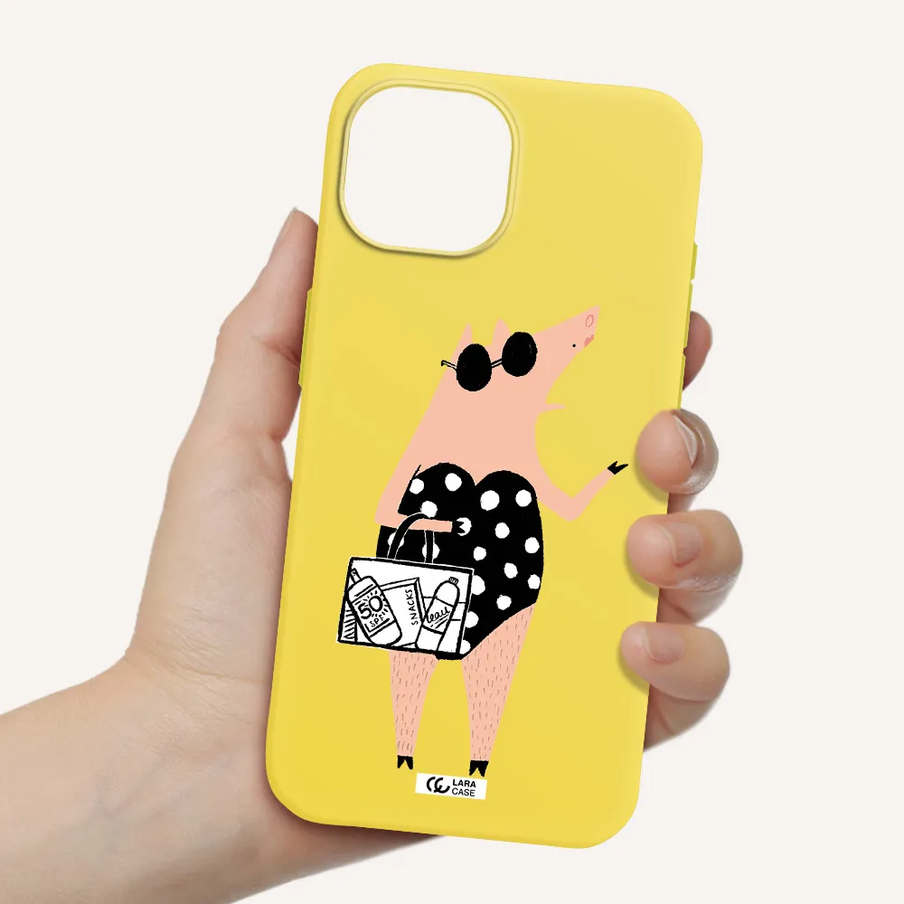 Lady Pig Apple iPhone 15 Silicone canary yellow Case
