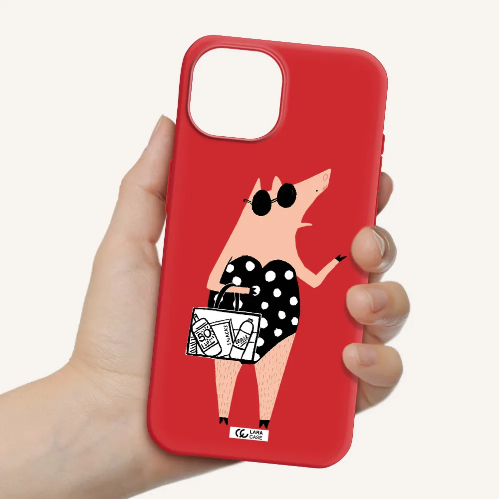 Lady Pig Apple Iphone 15 Silicone Imperial Red Case
