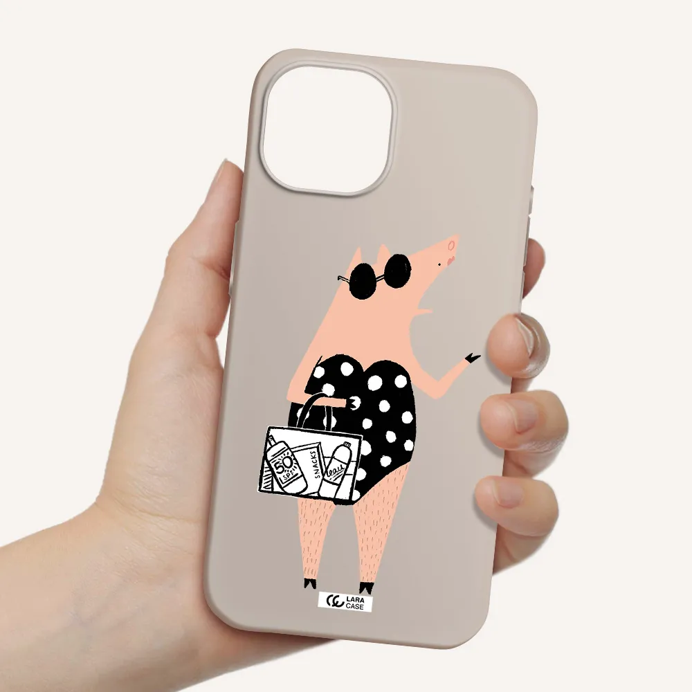 Lady Pig Apple iPhone 15 Silicone Stone Case