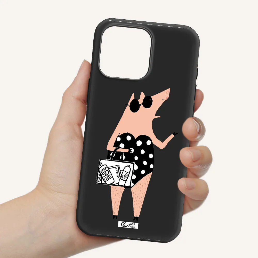 Lady Pig Apple Iphone 16 Pro Max Silicone Black Case