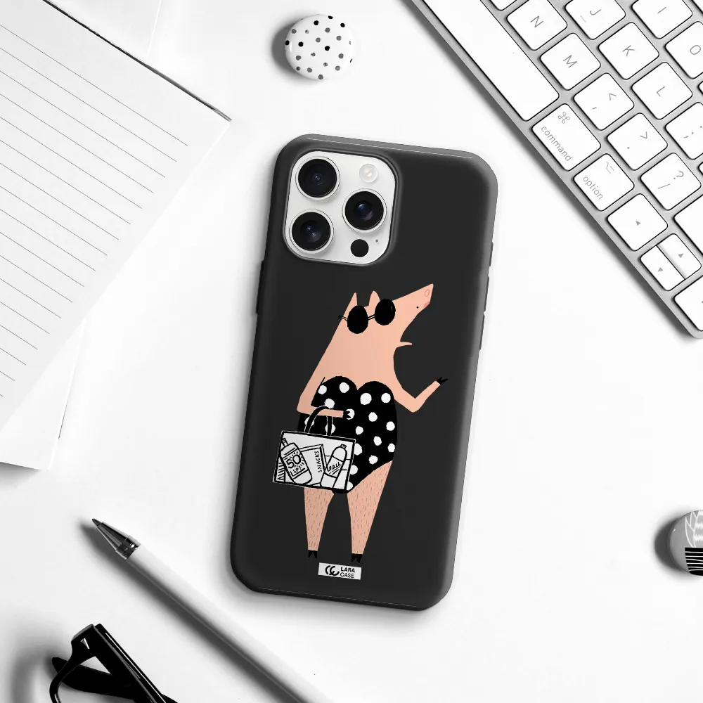 Lady Pig Apple Iphone 16 Pro Max Silicone Black Case