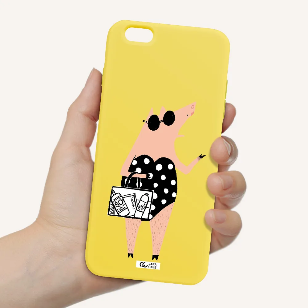 Lady Pig Apple iPhone 6 plus Silicone canary yellow Case