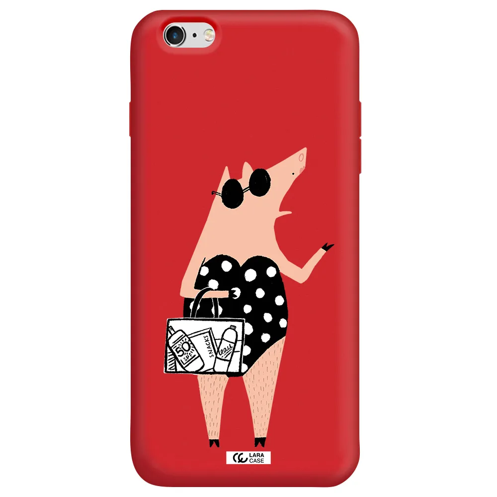 Lady Pig Apple iPhone 6 plus Silicone Imperial Red Case