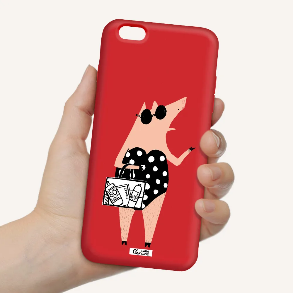 Lady Pig Apple iPhone 6 plus Silicone Imperial Red Case