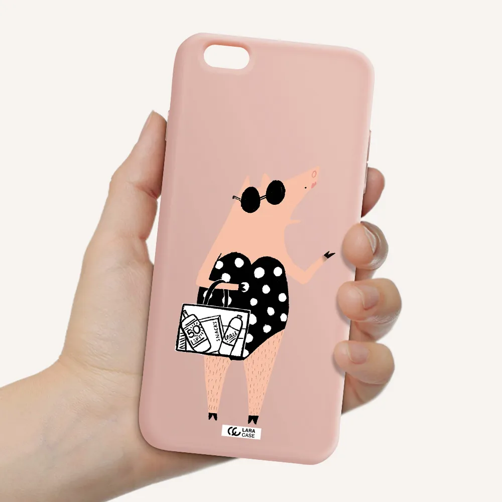 Lady Pig Apple iPhone 6 plus Silicone pastel pink Case
