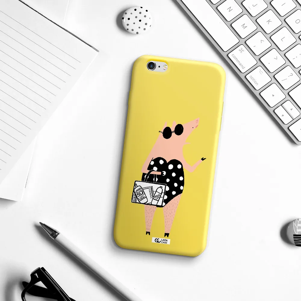 Lady Pig Apple iPhone 6 s plus Silicone canary yellow Case