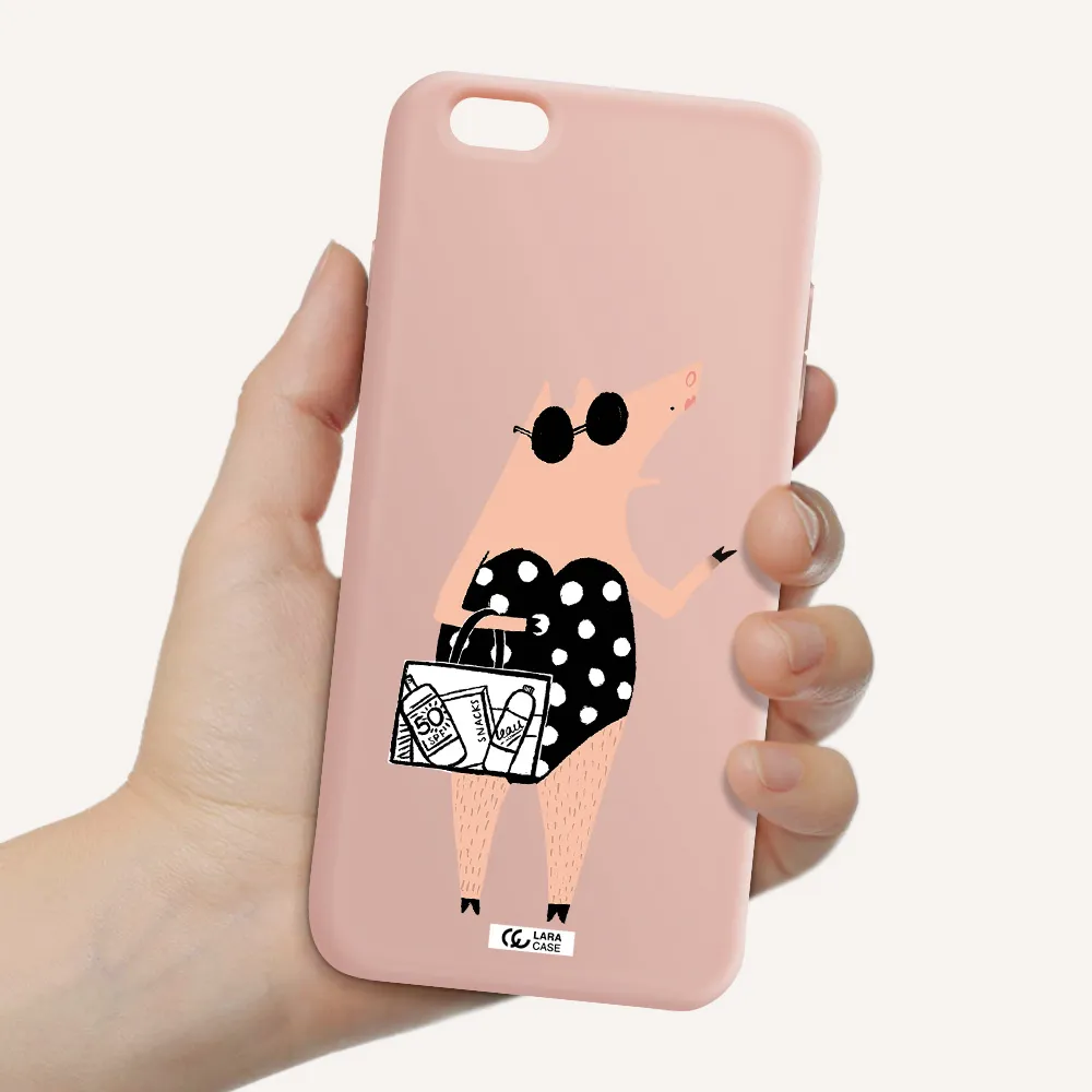 Lady Pig Apple iPhone 6 s plus Silicone pastel pink Case