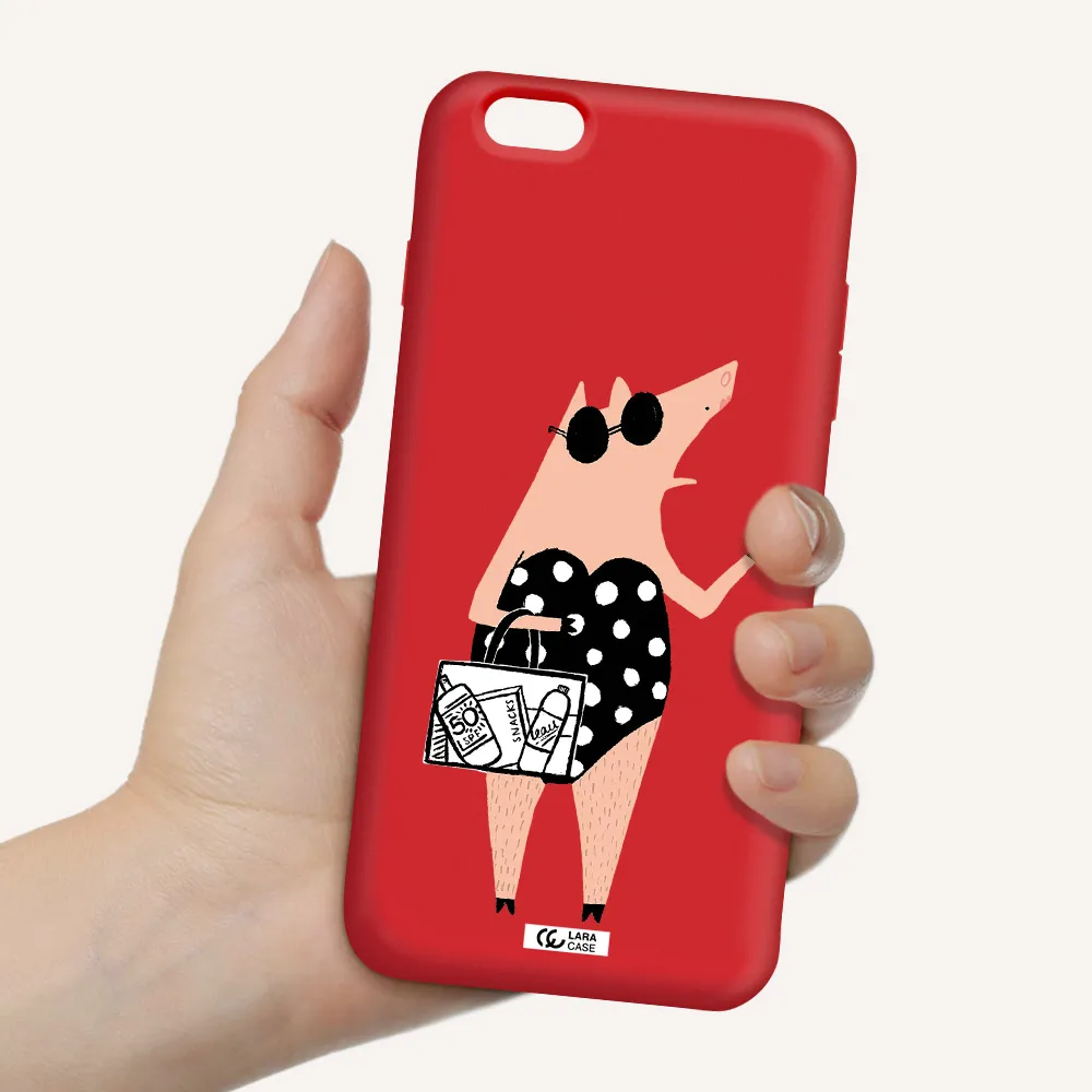 Lady Pig Apple iPhone 6S Silicone Imperial Red Case