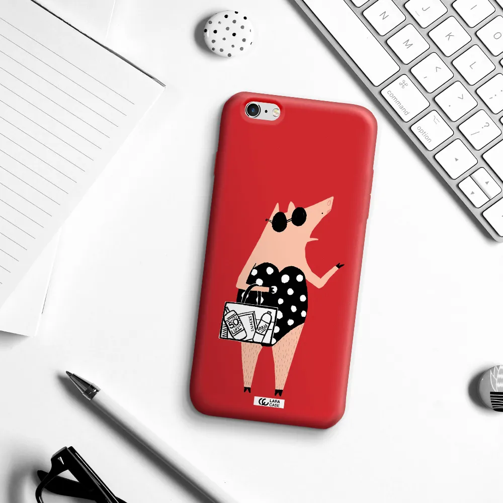 Lady Pig Apple iPhone 6S Silicone Imperial Red Case
