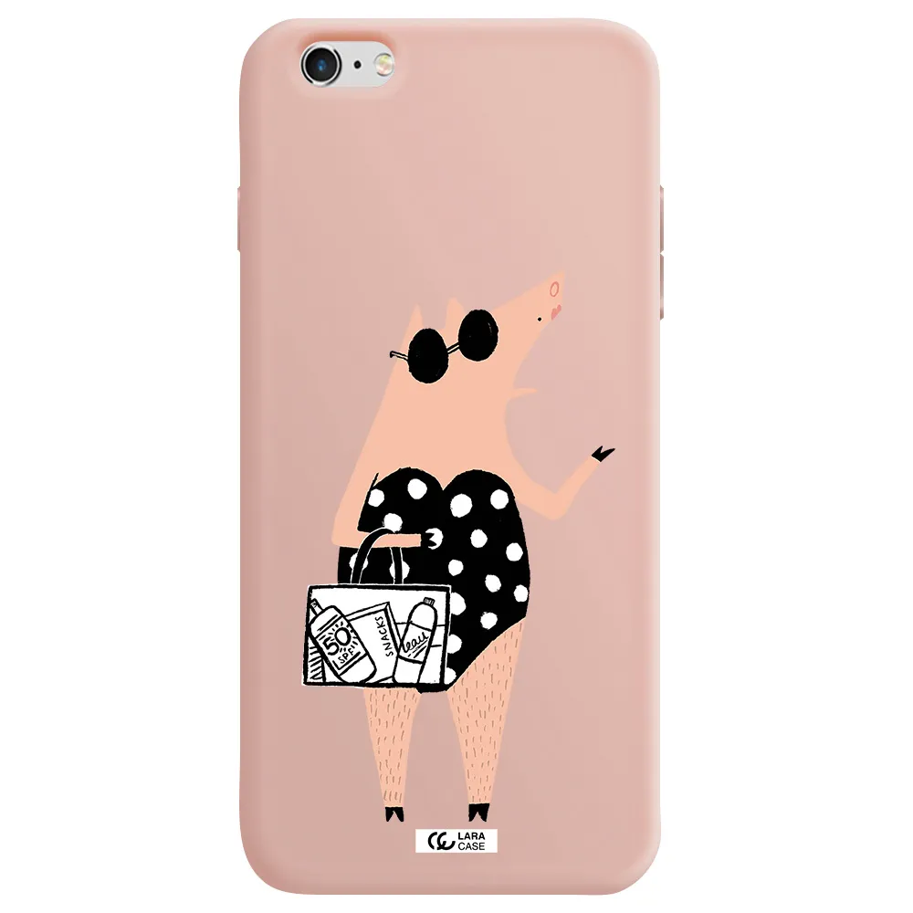 Lady Pig Apple iPhone 6S Silicone pastel pink Case