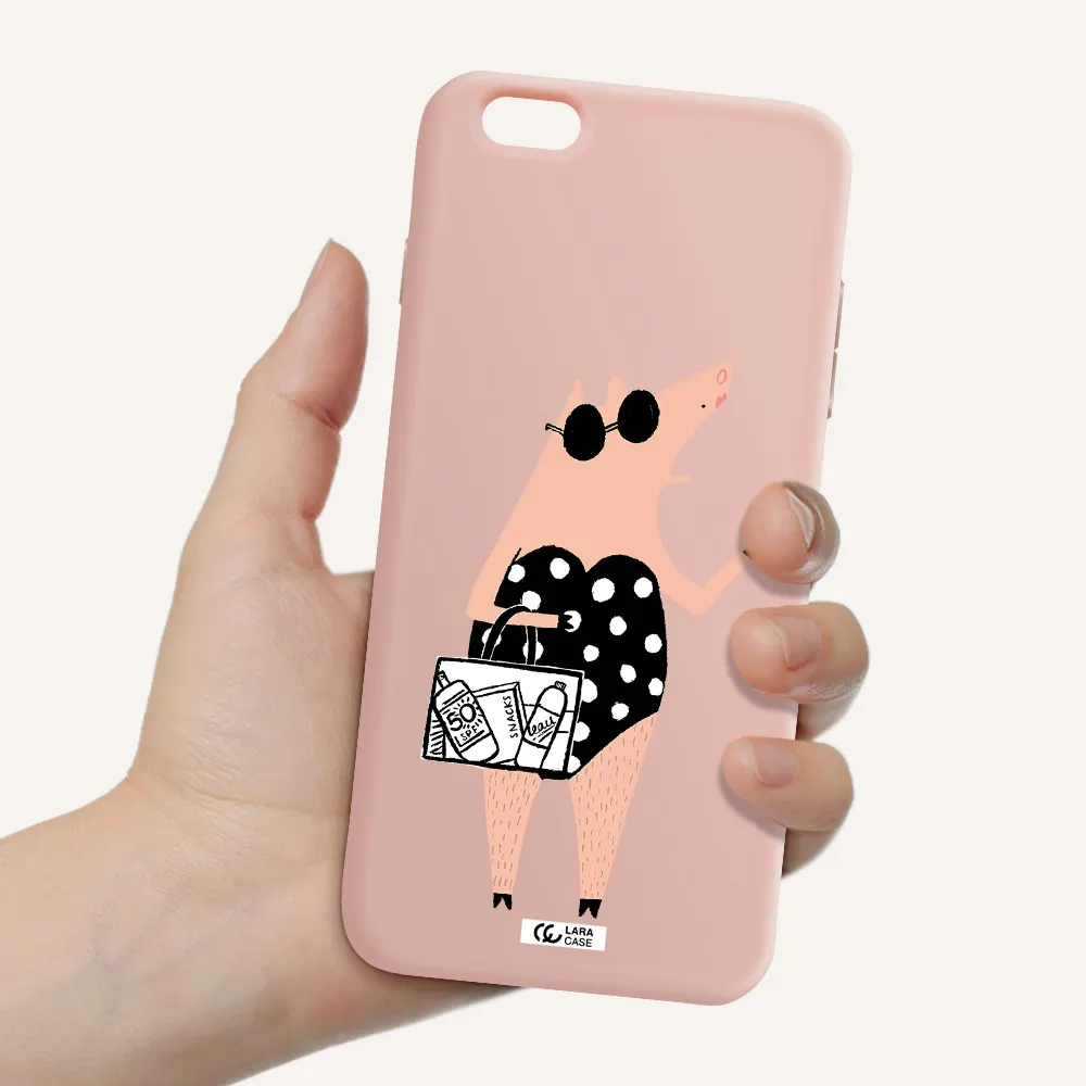 Lady Pig Apple iPhone 6S Silicone pastel pink Case
