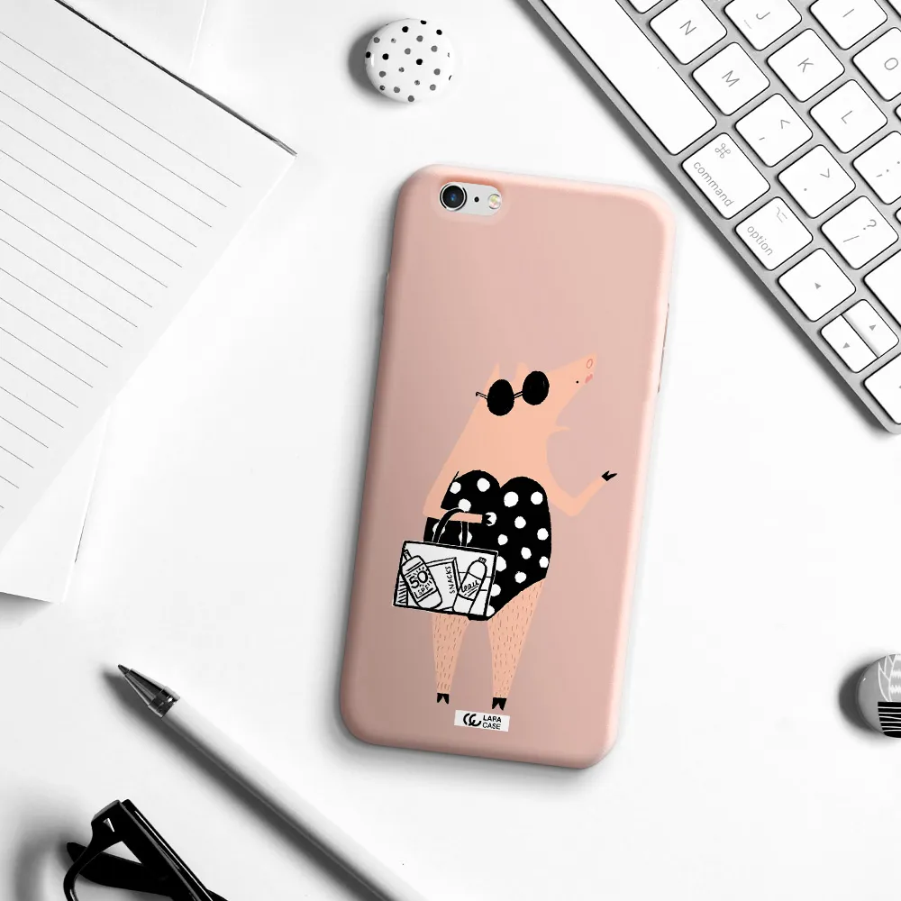 Lady Pig Apple iPhone 6S Silicone pastel pink Case