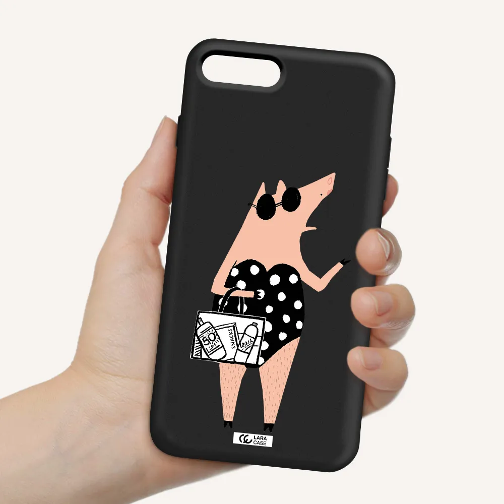 Lady Pig Apple iPhone 7 plus Silicone black Case