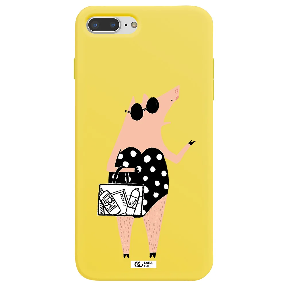 Lady Pig Apple iPhone 7 plus Silicone canary yellow Case