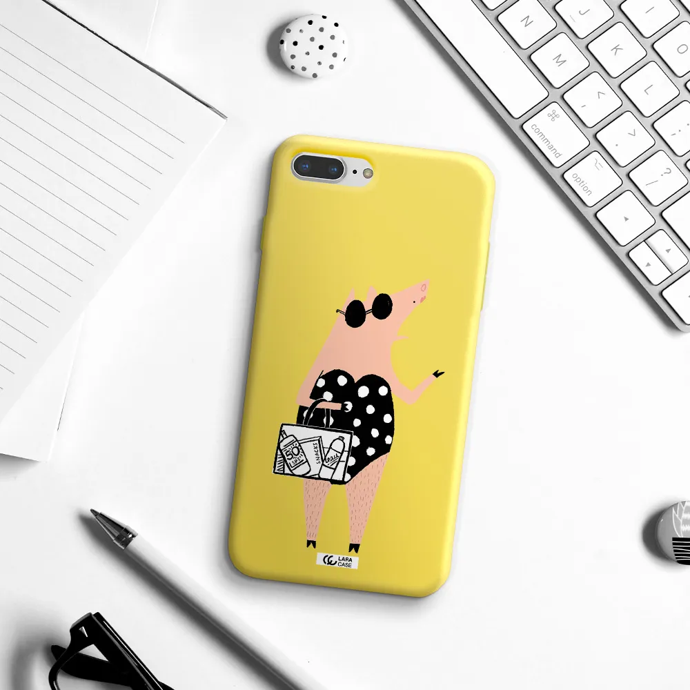 Lady Pig Apple iPhone 7 plus Silicone canary yellow Case