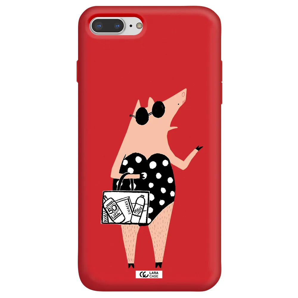 Lady Pig Apple iPhone 7 plus Silicone Imperial Red Case