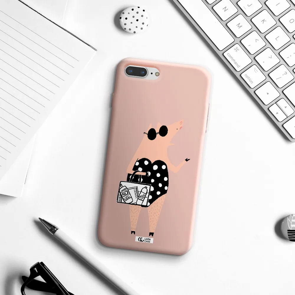 Lady Pig Apple iPhone 7 plus Silicone pastel pink Case