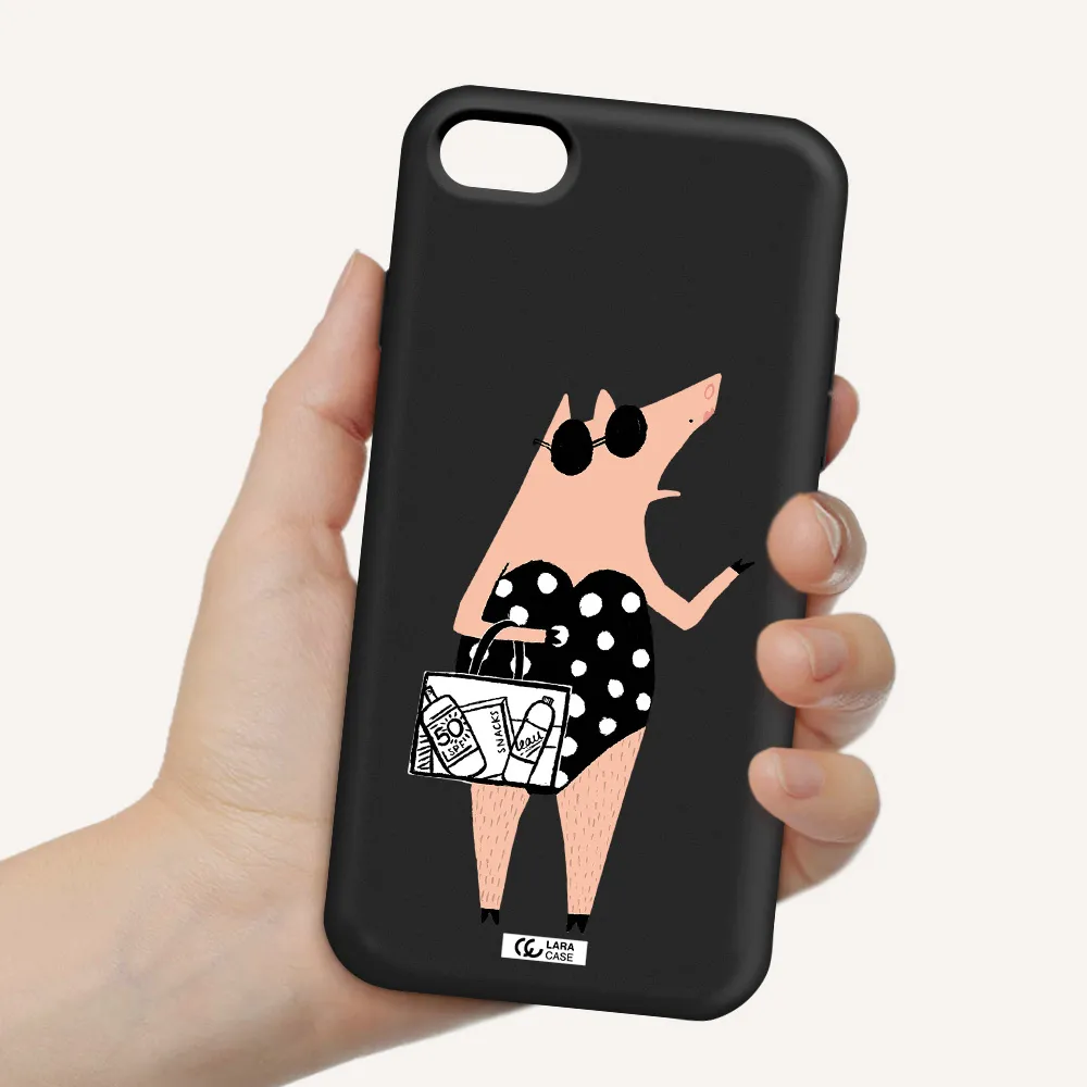 Lady Pig Apple iPhone 7 Silicone black Case