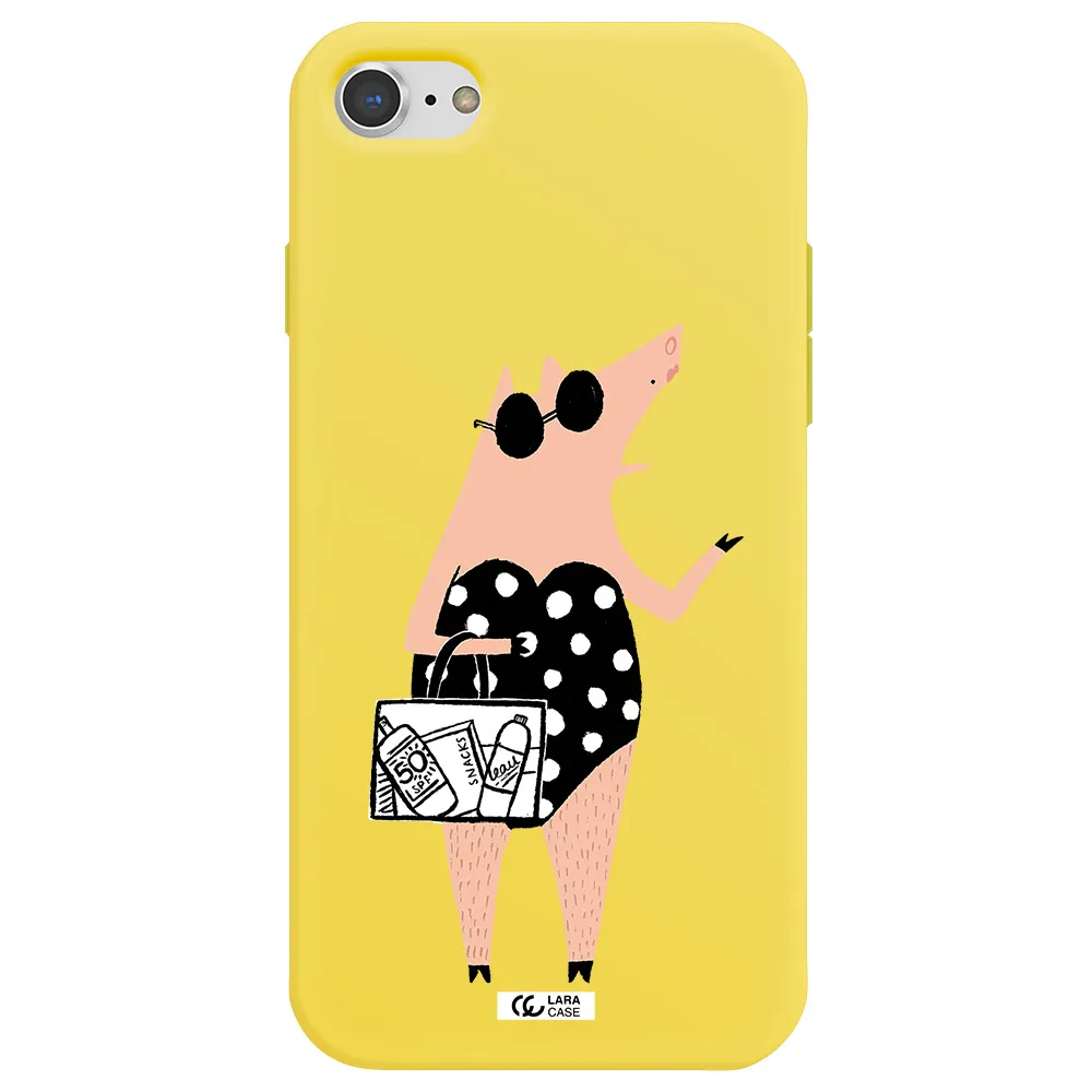Lady Pig Apple iPhone 7 Silicone canary yellow Case