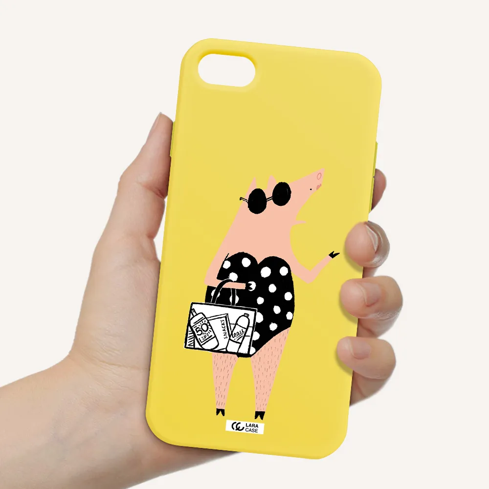Lady Pig Apple iPhone 7 Silicone canary yellow Case