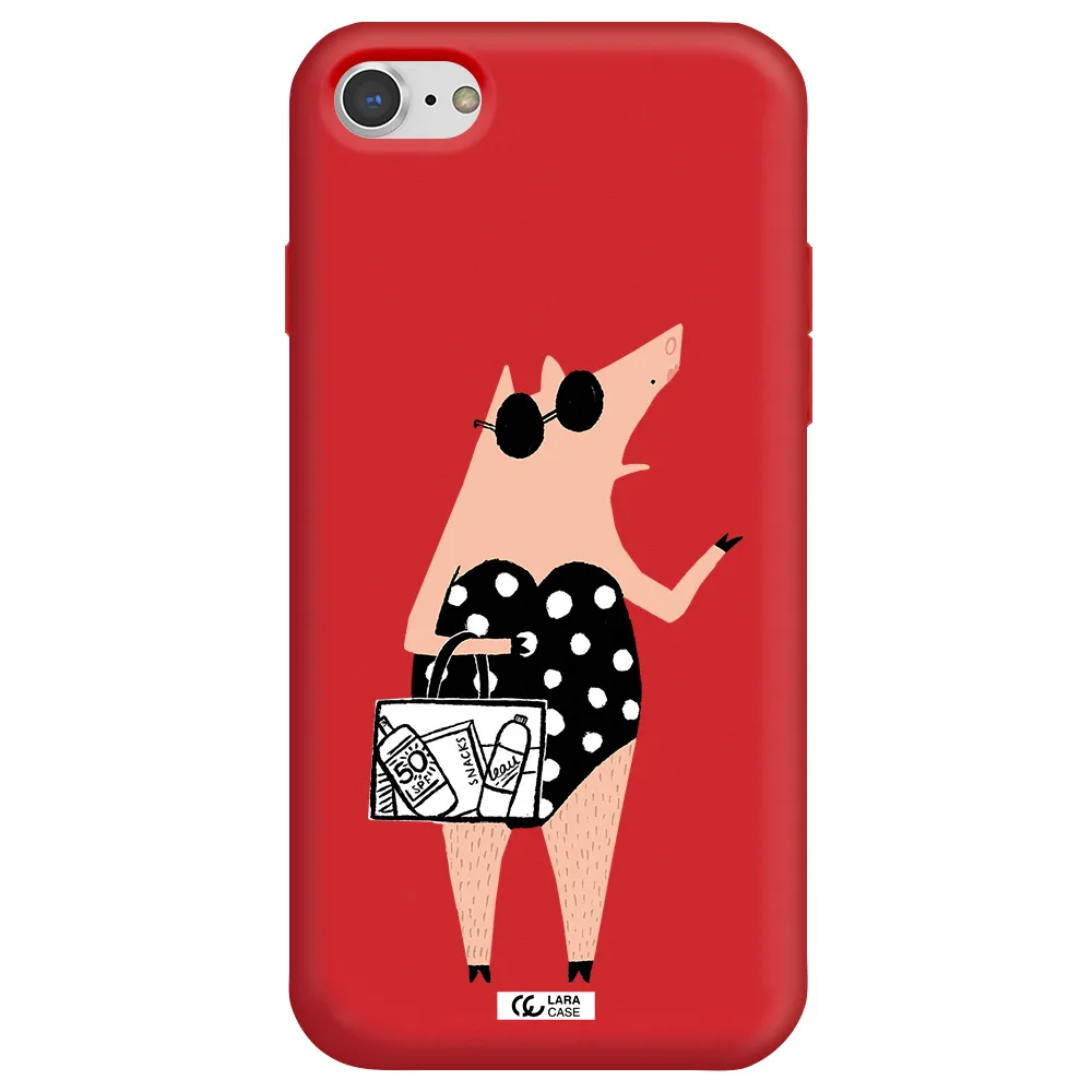 Lady Pig Apple iPhone 7 Silicone Imperial Red Case