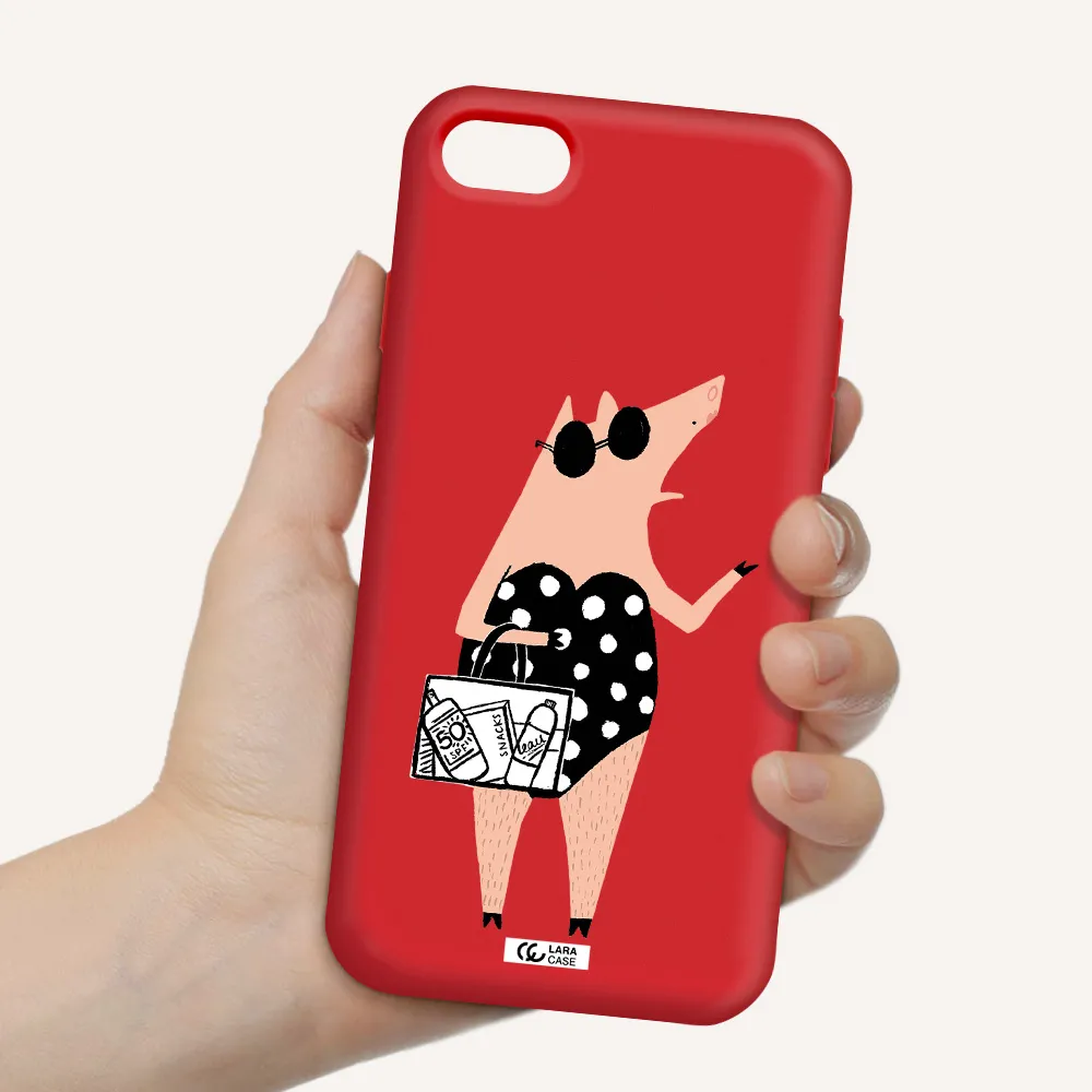 Lady Pig Apple iPhone 7 Silicone Imperial Red Case