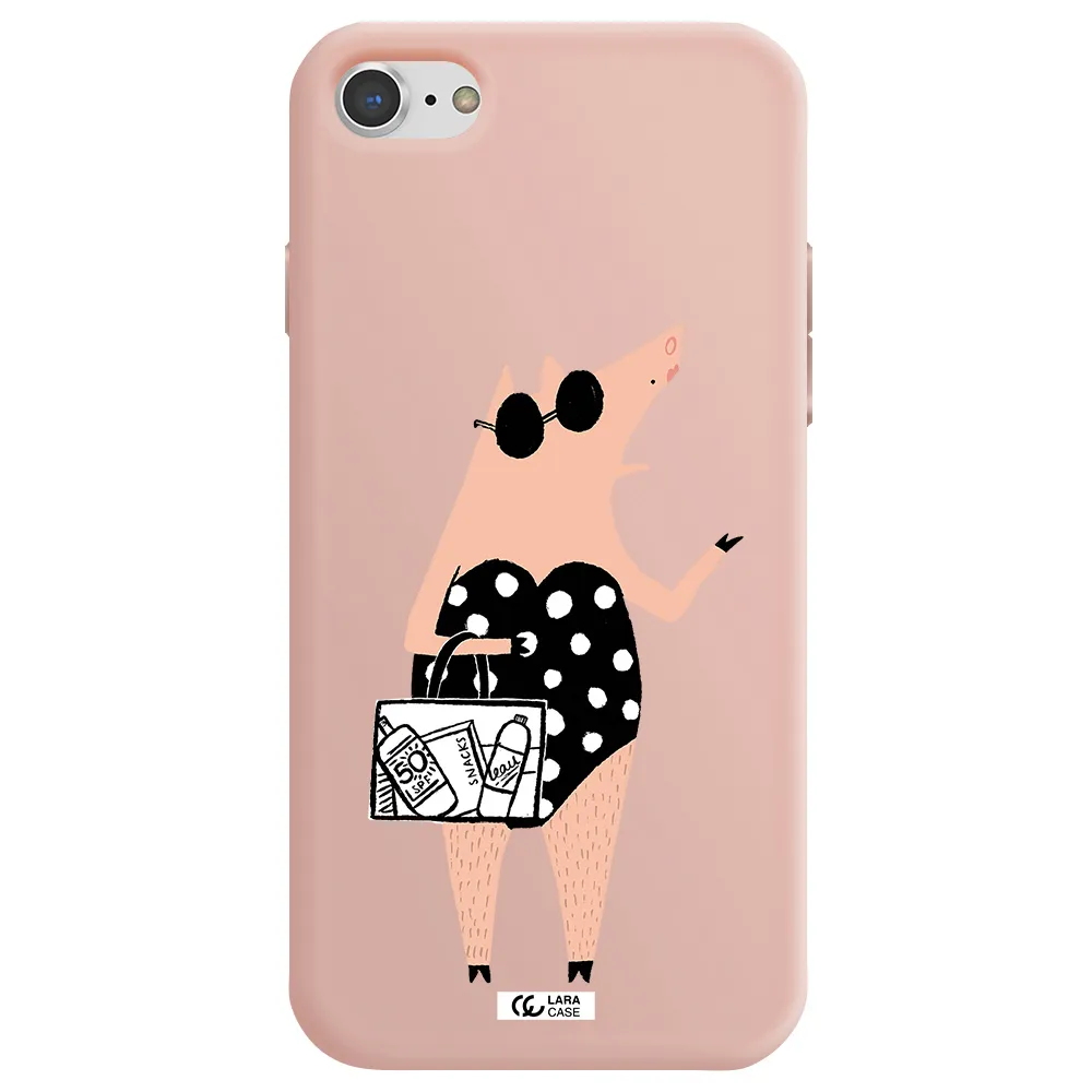 Lady Pig Apple iPhone 7 Silicone pastel pink Case