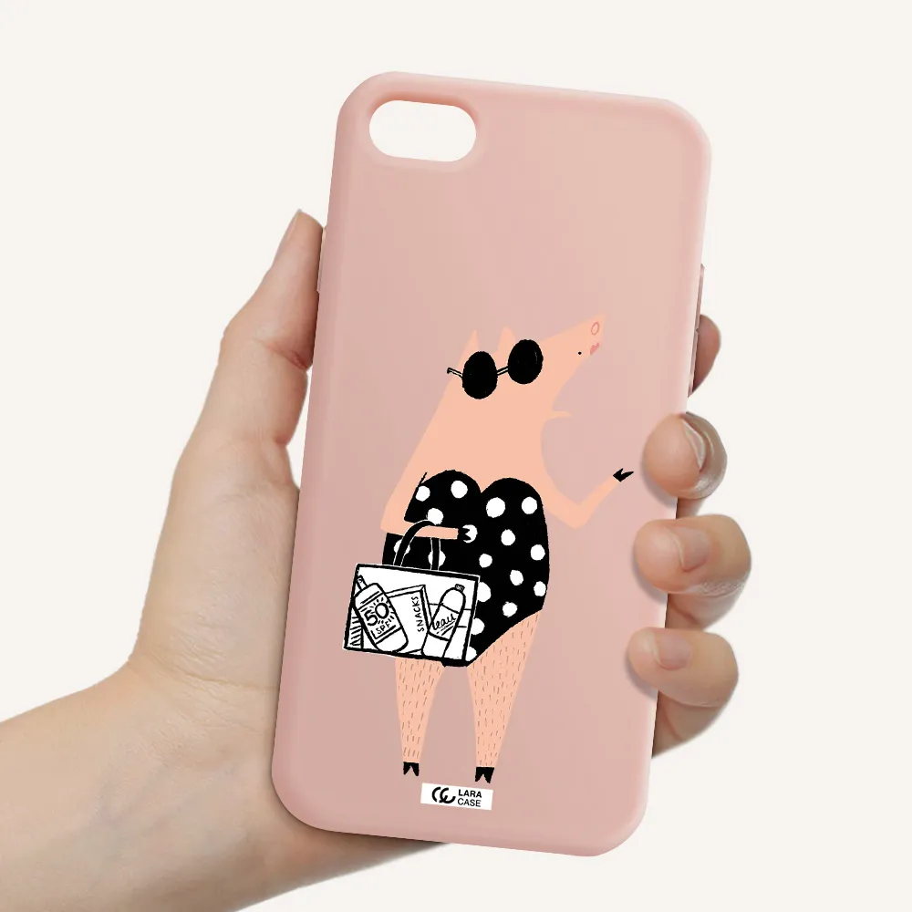 Lady Pig Apple iPhone 7 Silicone pastel pink Case