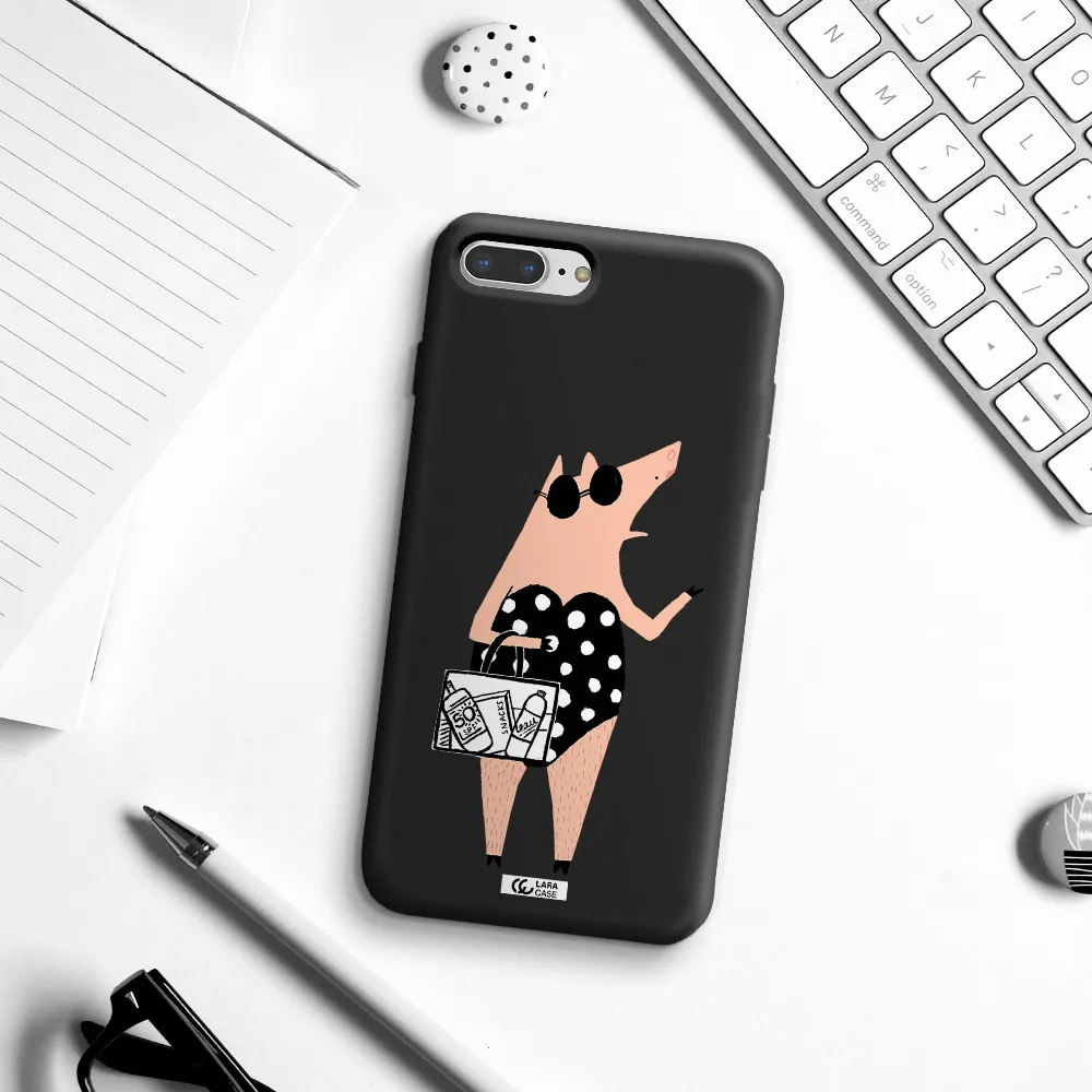 Lady Pig Apple iPhone 8 plus Silicone black Case