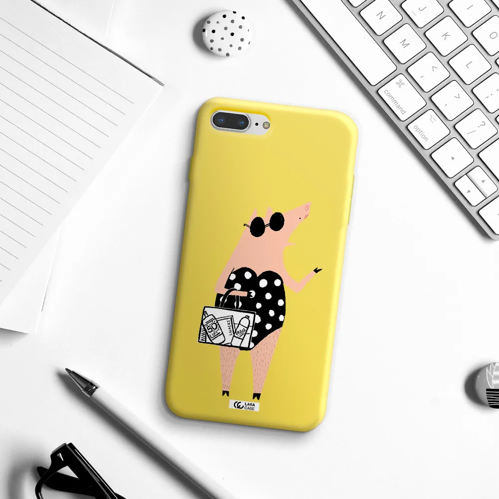 Lady Pig Apple iPhone 8 plus Silicone canary yellow Case