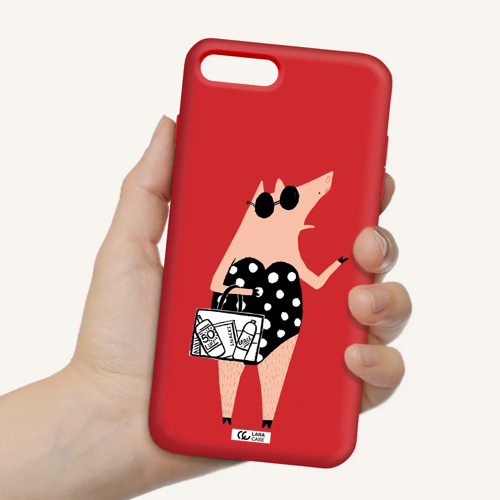 Lady Pig Apple iPhone 8 plus Silicone Imperial Red Case