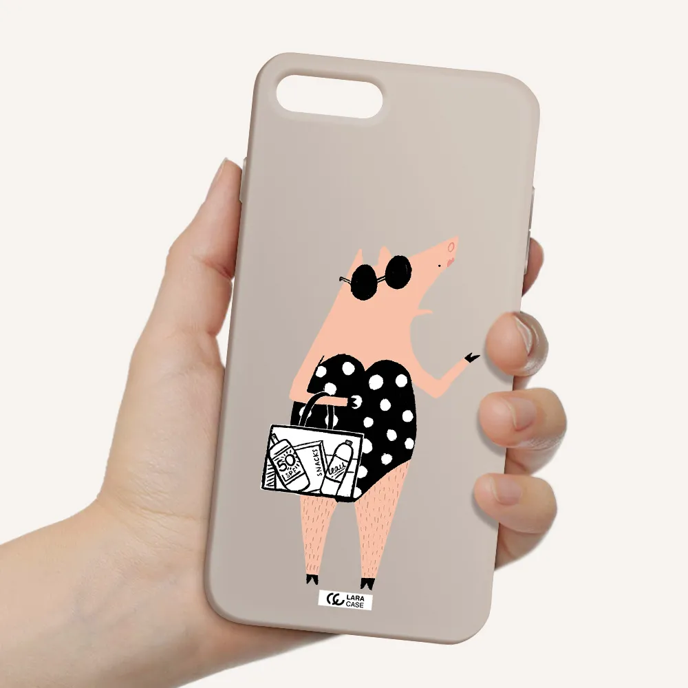 Lady Pig Apple iPhone 8 plus Silicone Stone Case