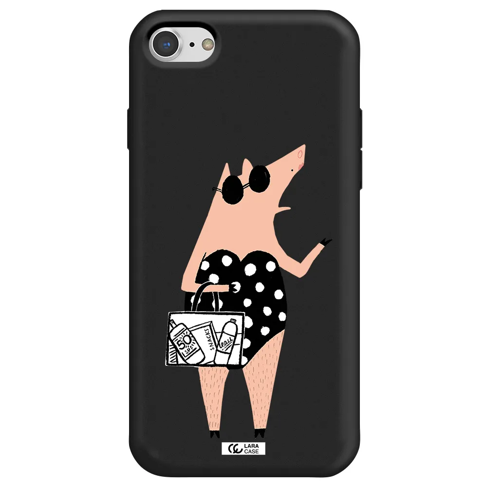 Lady Pig Apple iPhone 8 Silicone black Case