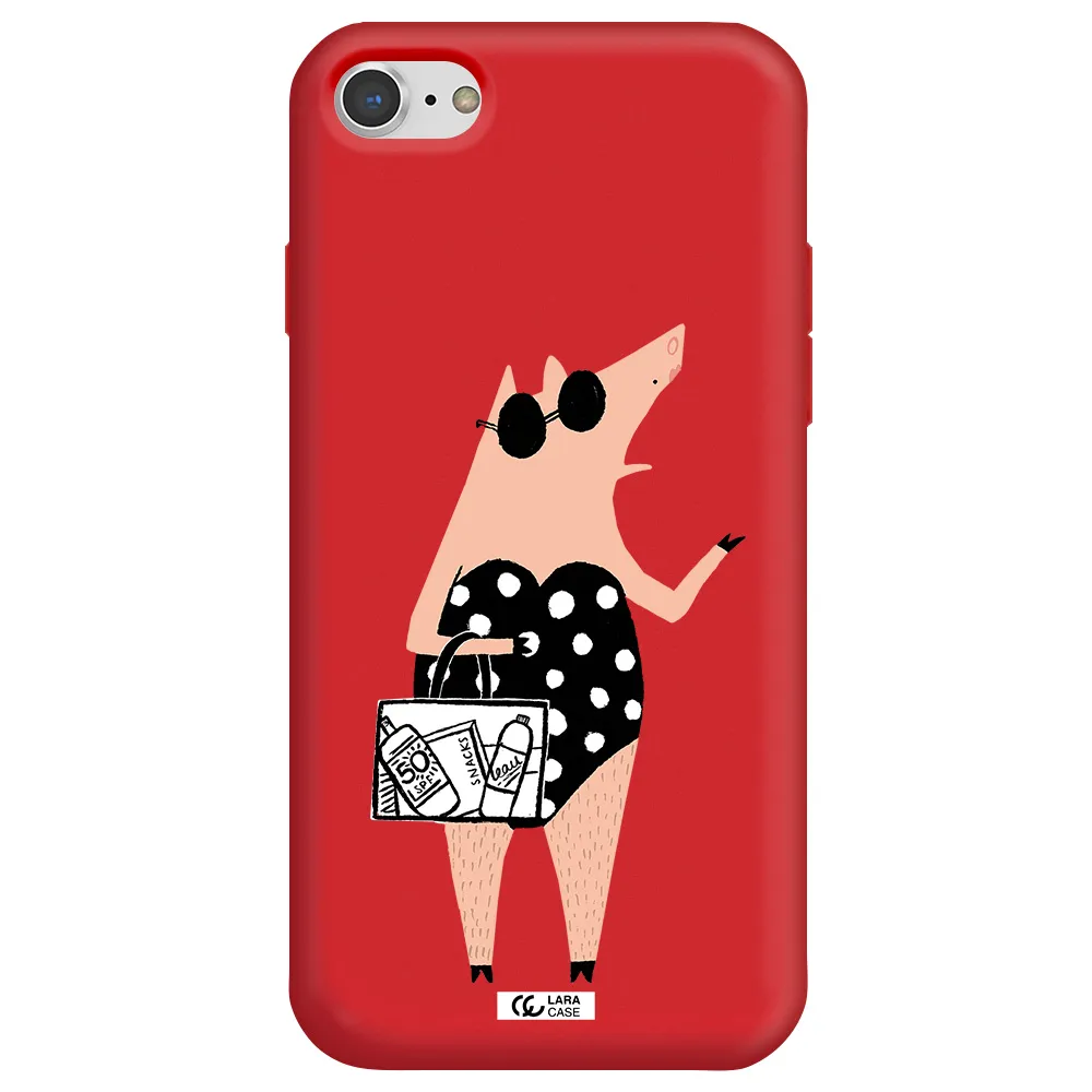 Lady Pig Apple iPhone 8 Silicone Imperial Red Case