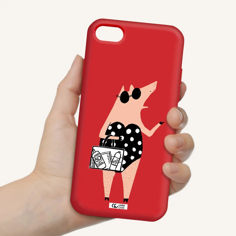 Lady Pig Apple iPhone 8 Silicone Imperial Red Case