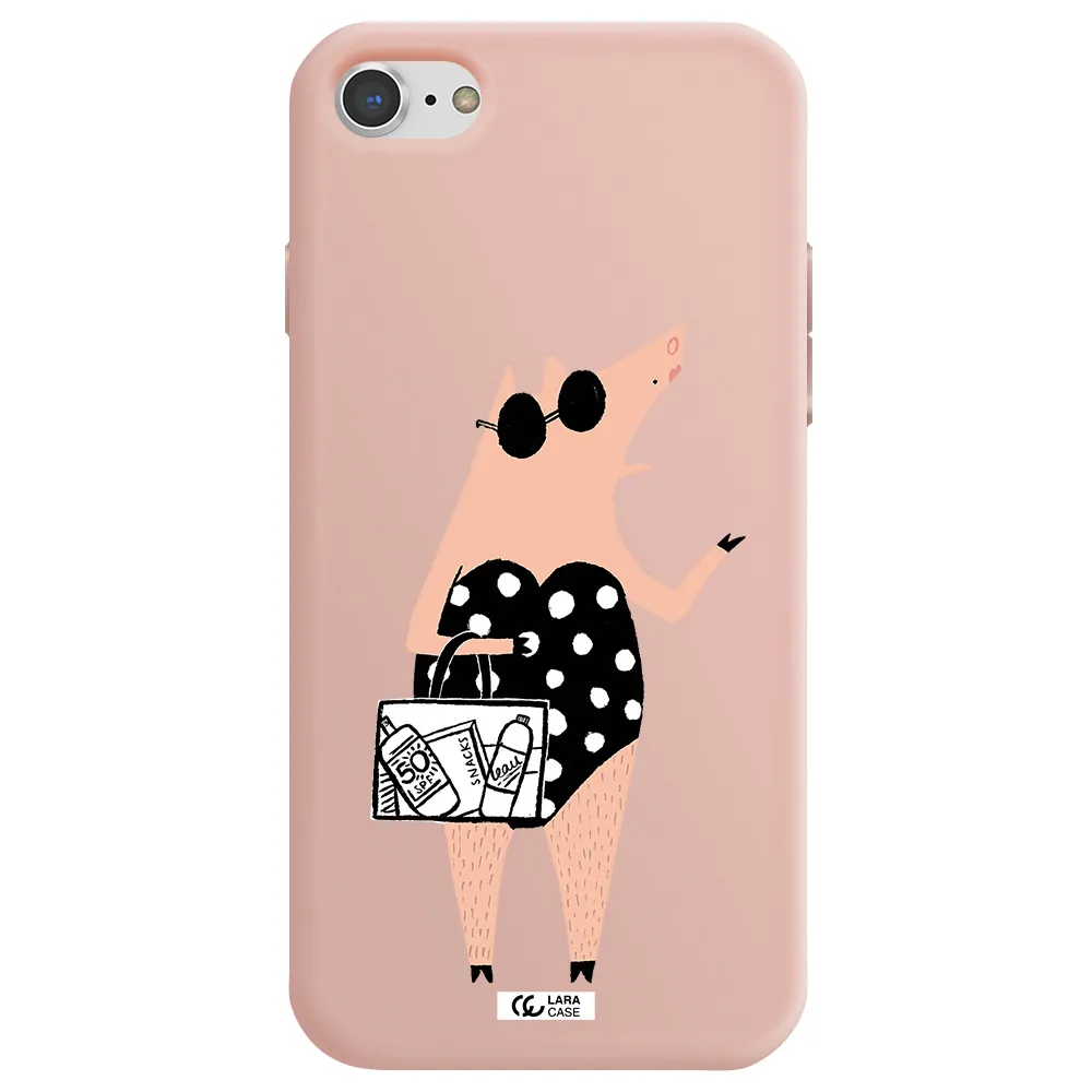 Lady Pig Apple iPhone 8 Silicone pastel pink Case