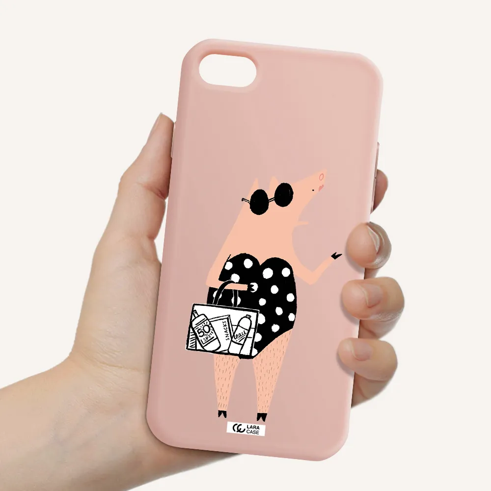 Lady Pig Apple iPhone 8 Silicone pastel pink Case